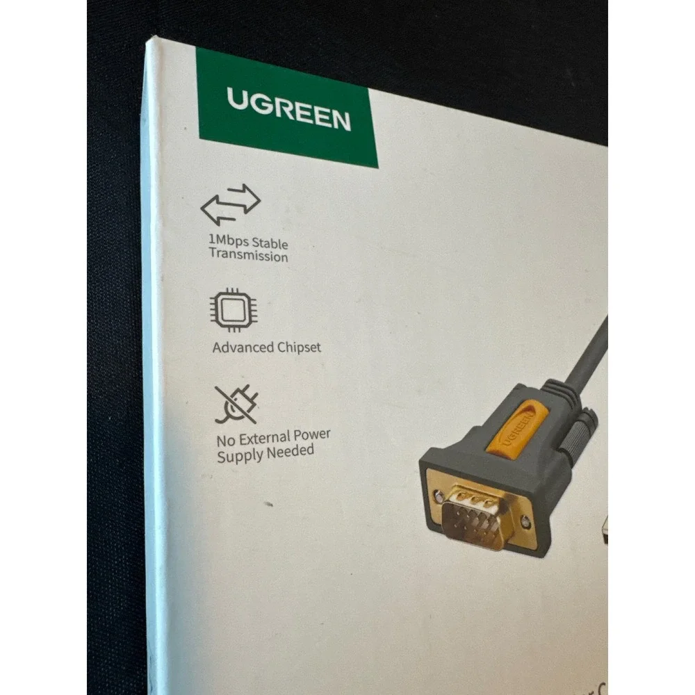 UGREEN USB 2.0 to RS232 DB9 Serial Adapter PL2303 Cable New Open Box Gray